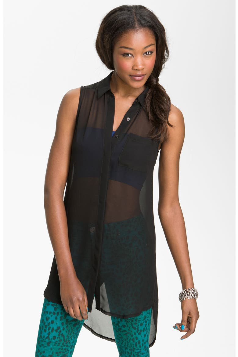 Sleeveless Shirt Tunic, Main, color, BLACK