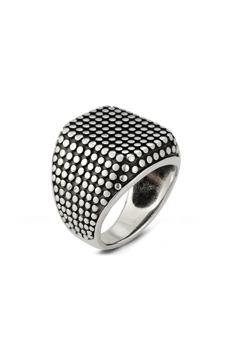 Yield of Men Men's Oxidized Dotted Ring, Main, color, Silver