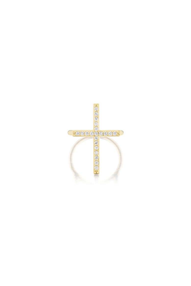 Diamond Cross Ring, Alternate, color, 14kt Yellow Gold