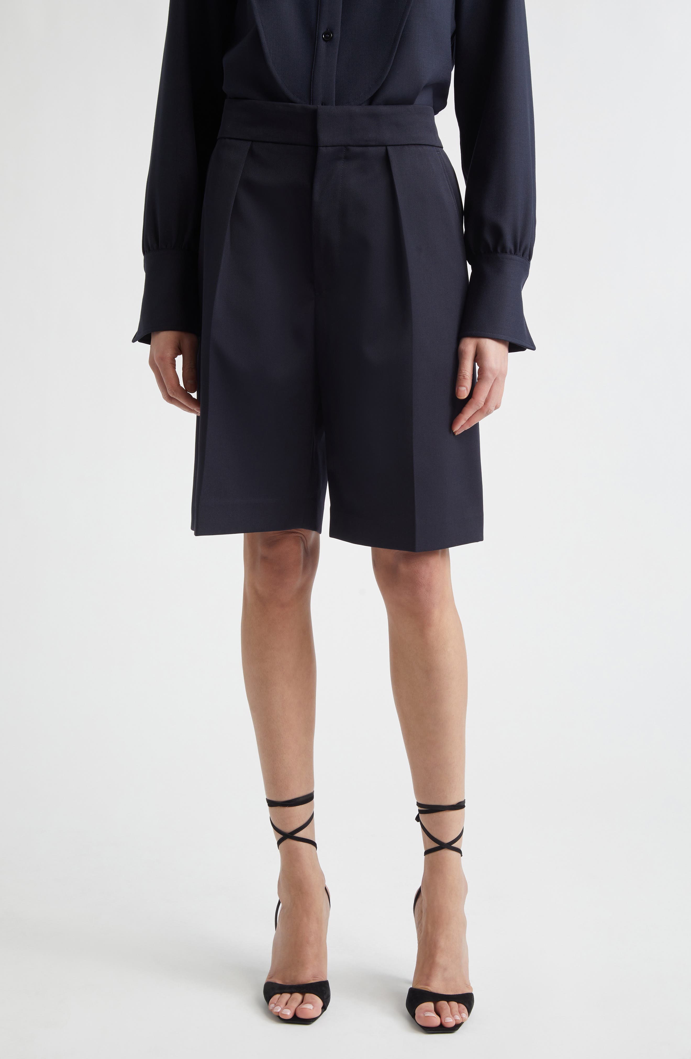 Tailored Wool Blend Bermuda Shorts
