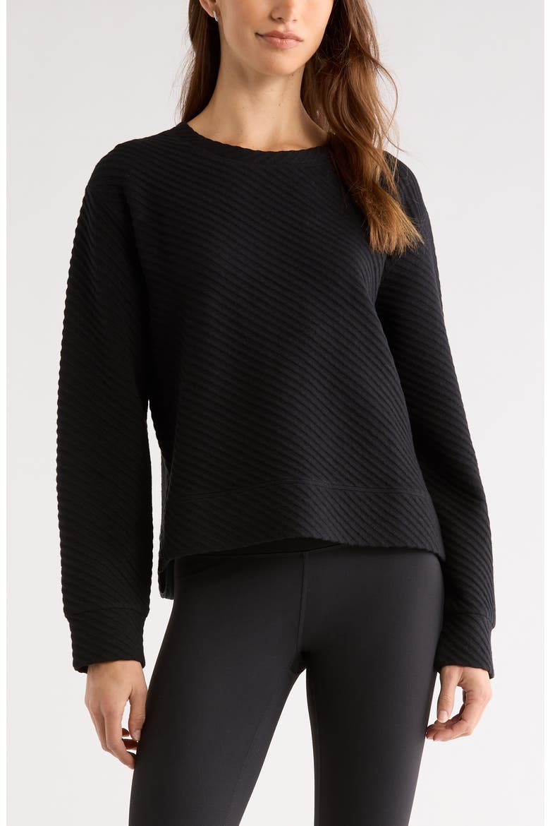 Ottoman Twill Sweater, Main, color, BLACK