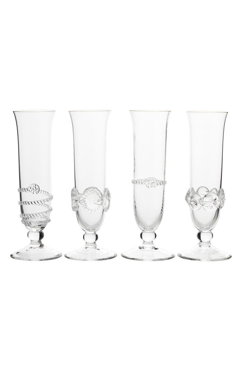 Juliska Heritage Set of 4 Assorted Champagne Flutes, Main, color, Clear