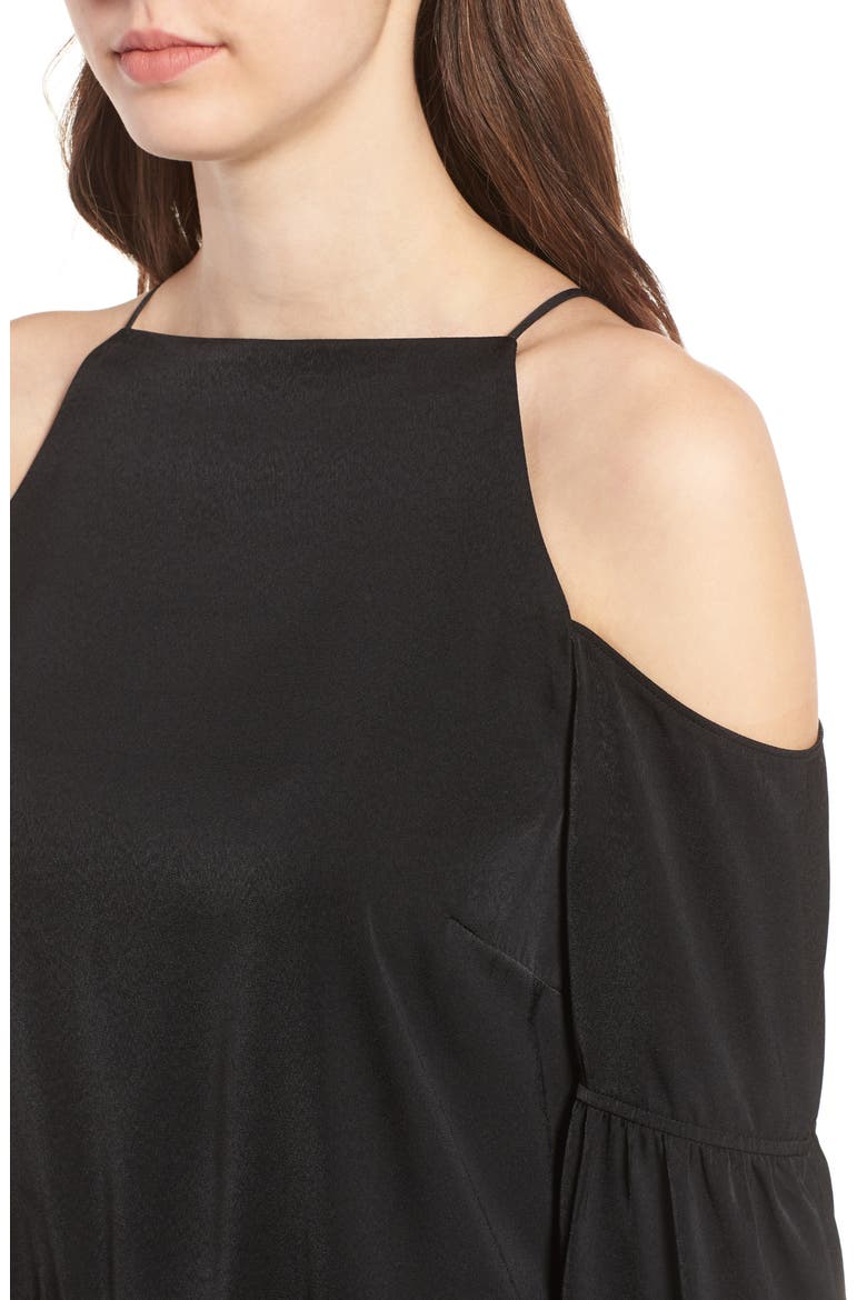 Bell Sleeve Cold Shoulder Top, Alternate, color, BLACK