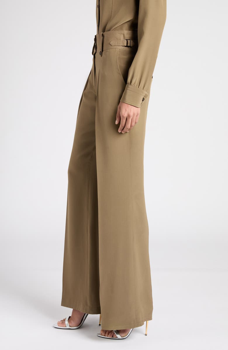 TOM FORD Pleated Wide Leg Silk Crêpe de Chine Pants, Alternate, color, Fg501 Khaki