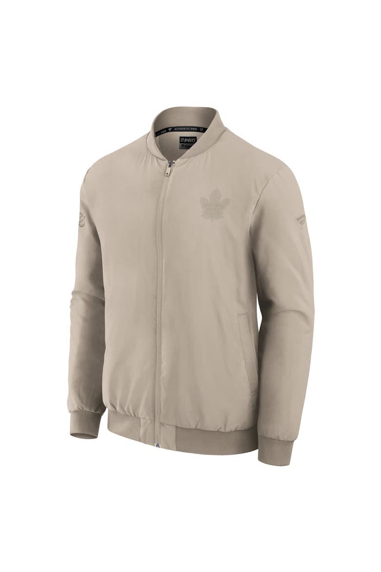 Men's Fanatics Tan Toronto Maple Leafs Authentic Pro Road Lightweight Full-Zip Bomber Jacket, Alternate, color, Tan