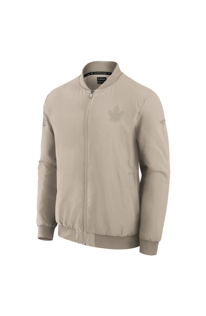 FANATICS Men's Fanatics Tan Toronto Maple Leafs Authentic Pro Road Lightweight Full-Zip Bomber Jacket, Alternate, color, Tan
