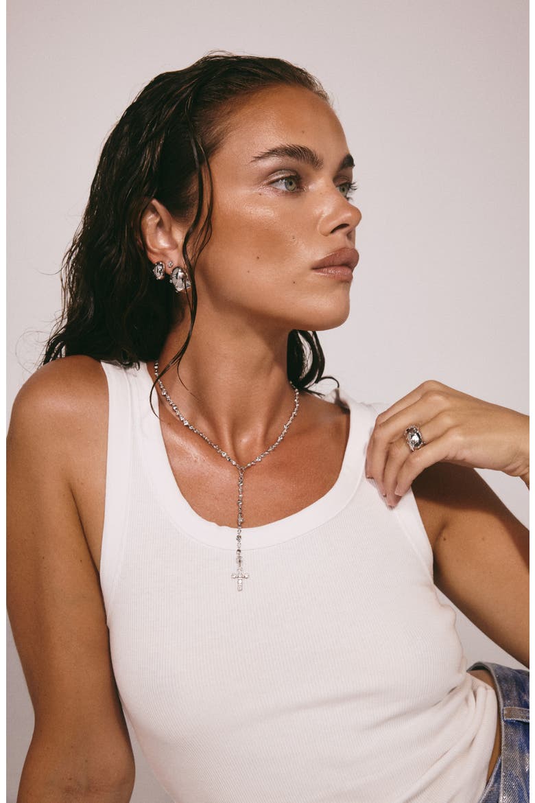 Mini Molten Drop Earrings, Alternate, color, SILVER