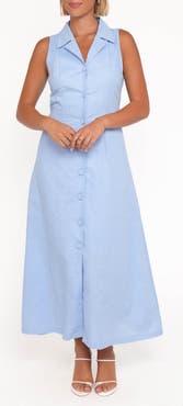Petal & Pup Galia Sleeveless Cotton & Linen Maxi Shirtdress