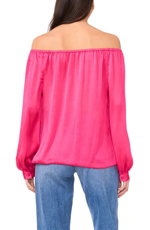Vince Camuto Off The Shoulder Tie Hem Long Sleeve Top In Pink