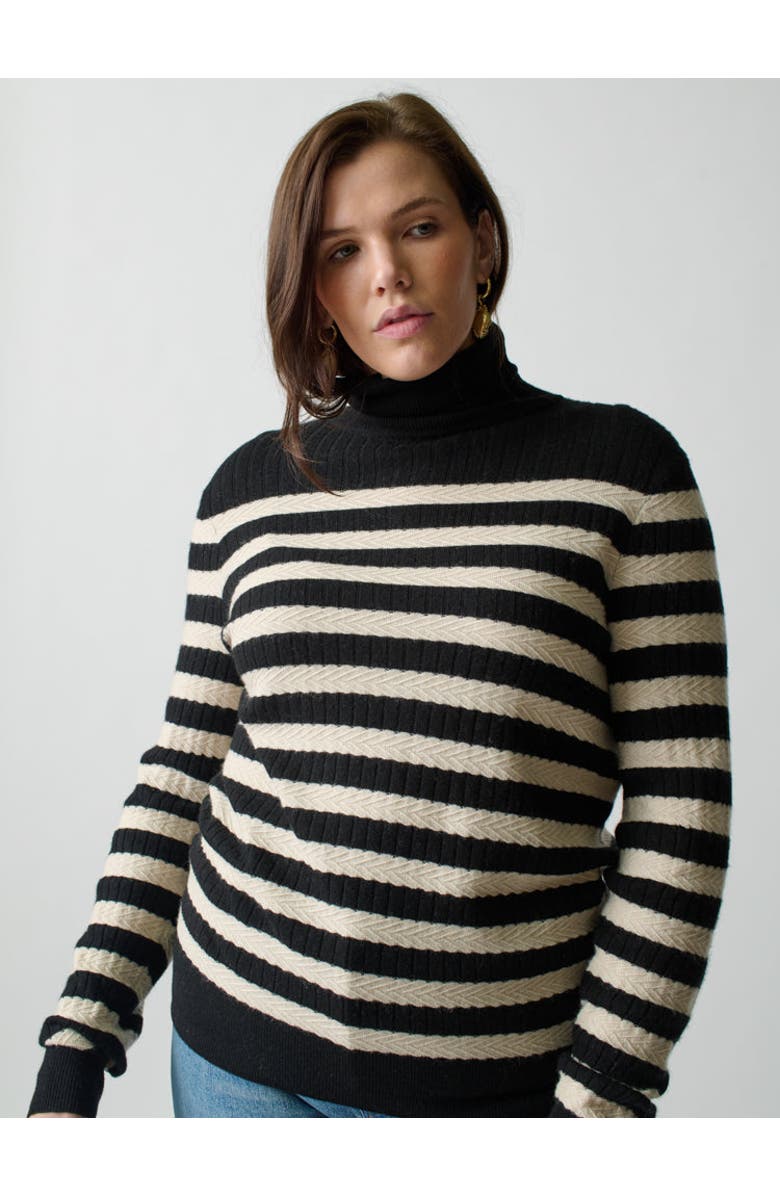 Lingua Franca Morrissey Textured Stripe Turtleneck, Alternate, color, 