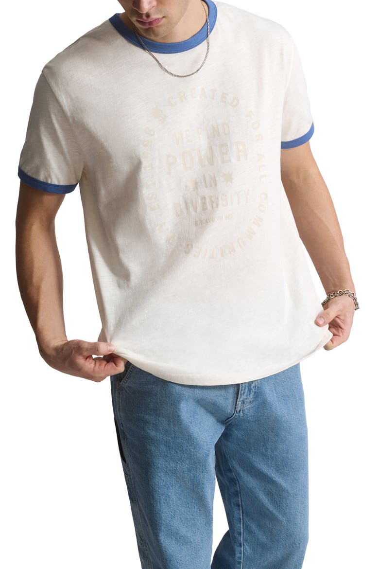 Graphic Ringer T-Shirt, Main, color, ANTIQUE WHITE