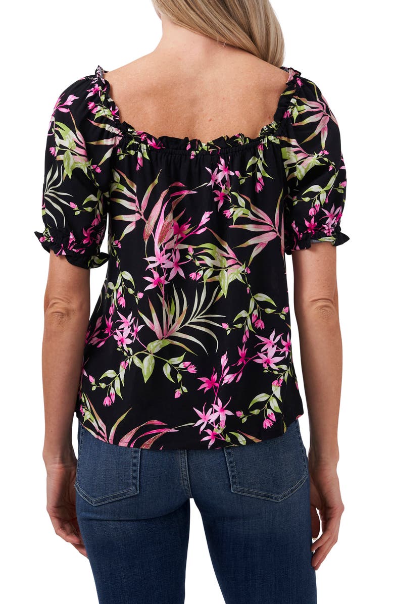 CeCe Serene Floral Puff Sleeve Square Neck Blouse, Alternate, color,