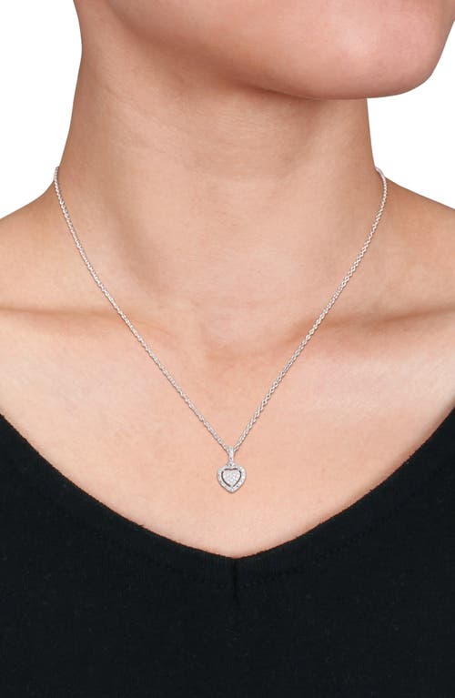 Delmar Pavé Diamond Heart Pendant Necklace & Stud Earrings Set In Silver