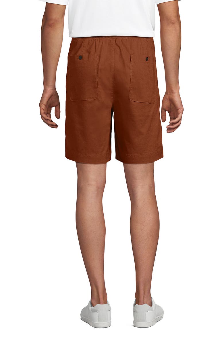 7" Classic Fit Linen Cotton E-Waist Short, Alternate, color, Rich Ginger Brown