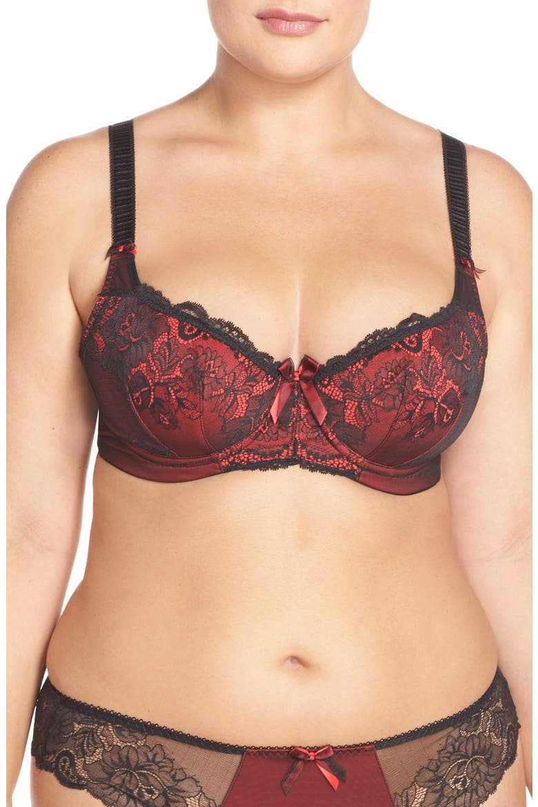 'Anushka' Underwire Padded Half Cup Bra, Main, color, BLACK