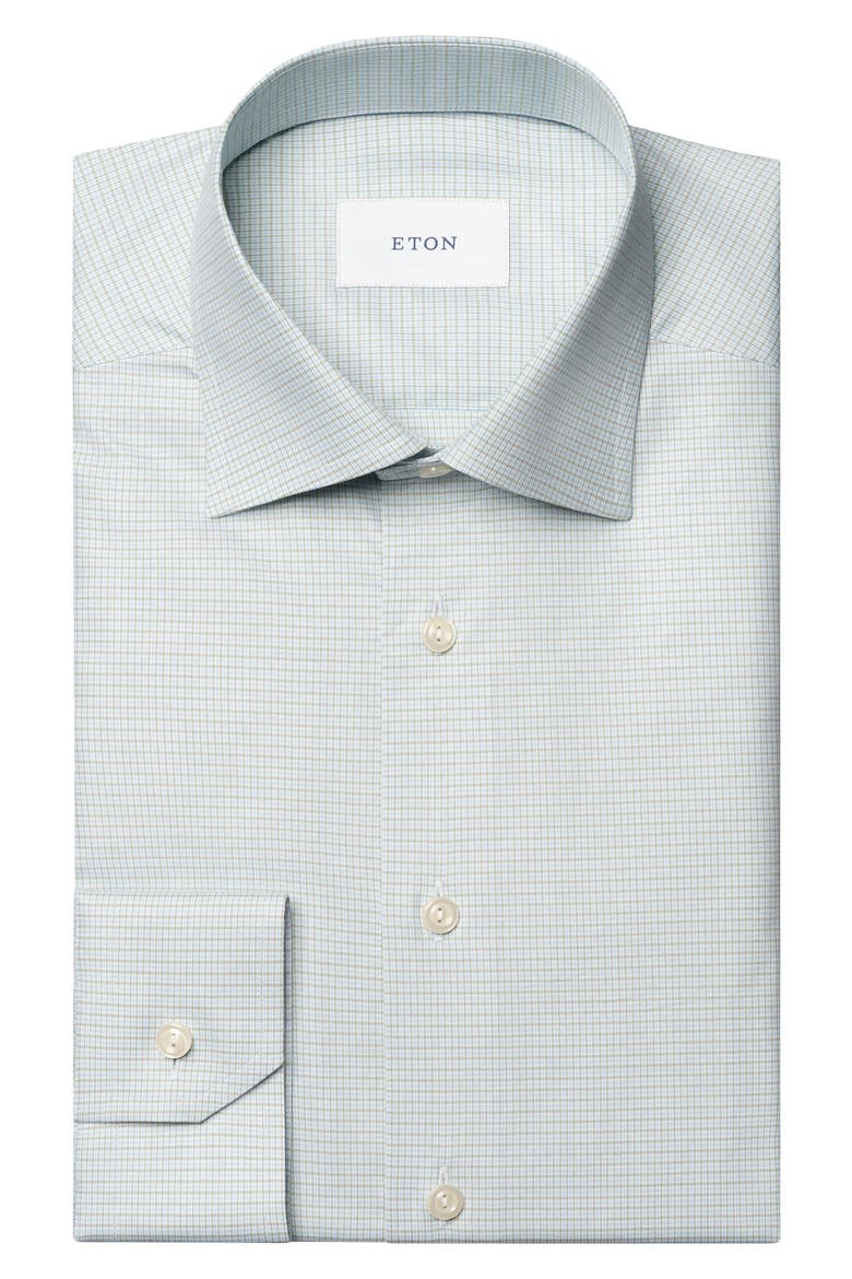 Slim Fit Check Cotton Dress Shirt, Alternate, color, LIGHT GREEN