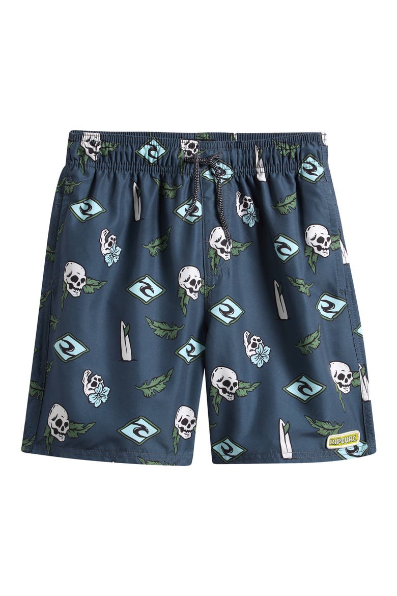 Kids' Sunset Sesh Swim Trunks, Main, color, PINE NIGHT