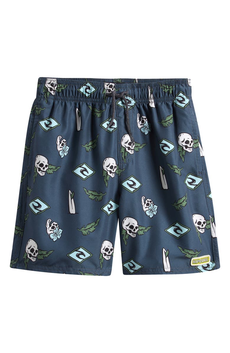 Rip Curl Kids' Sunset Sesh Swim Trunks, Main, color, Pine Night