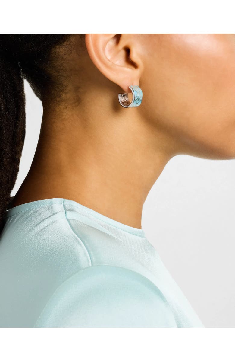 Jan Leslie Petal Gemstone Sterling Silver Huggie Earring, Alternate, color, Blue