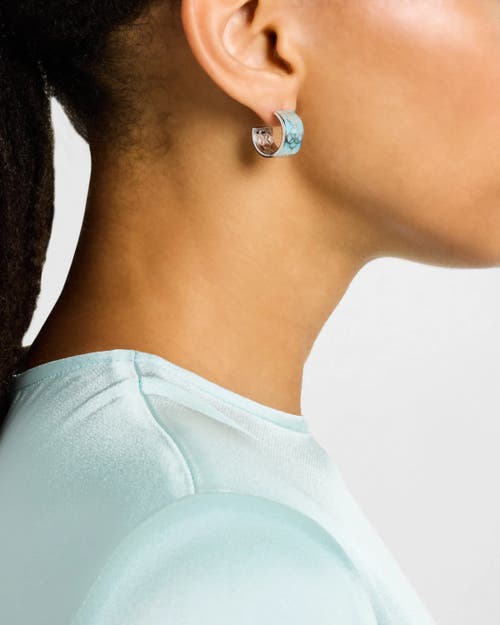 Jan Leslie Petal Gemstone Sterling Silver Huggie Earring In Blue