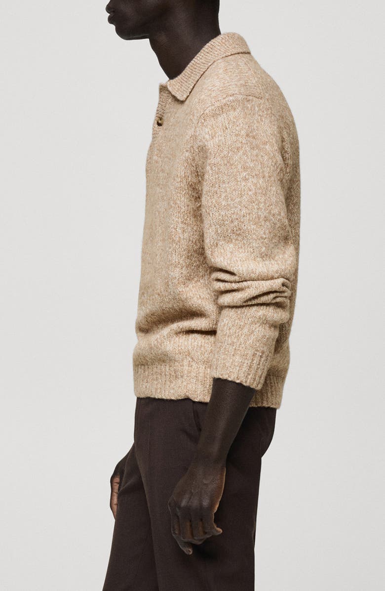 MANGO Marled Long Sleeve Polo Sweater, Alternate, color, 