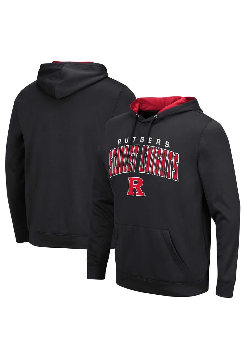 Men's Colosseum Black Rutgers Scarlet Knights Resistance Pullover Hoodie, Alternate, color, Black