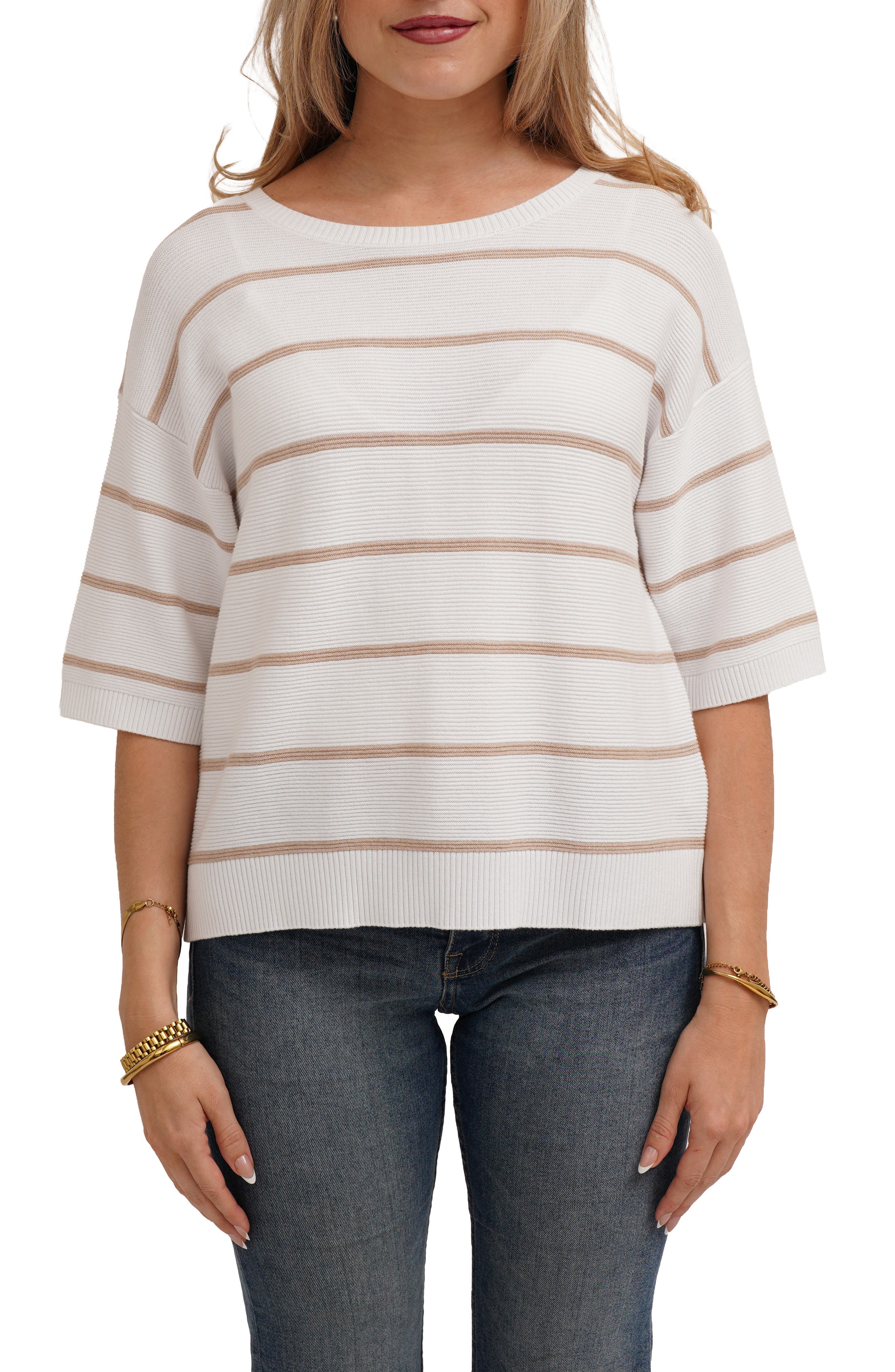 Striped Short Sleeve Sweater