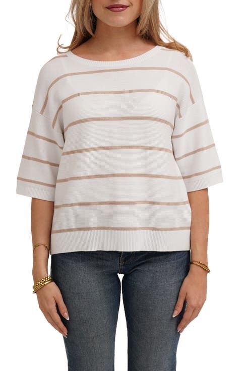 Striped Short Sleeve Sweater