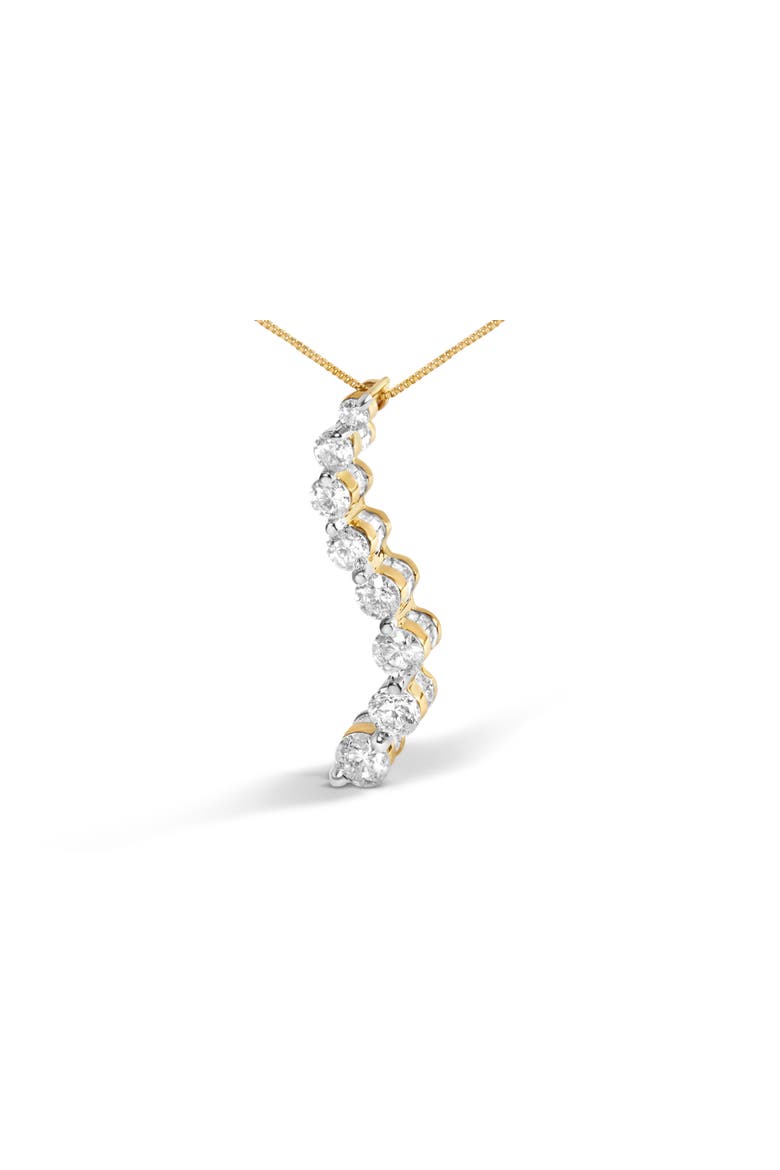 14k Yellow Gold 3.0 cttw Baguette and Brilliant Diamond Journey Pendant Necklace, Alternate, color, Yellow