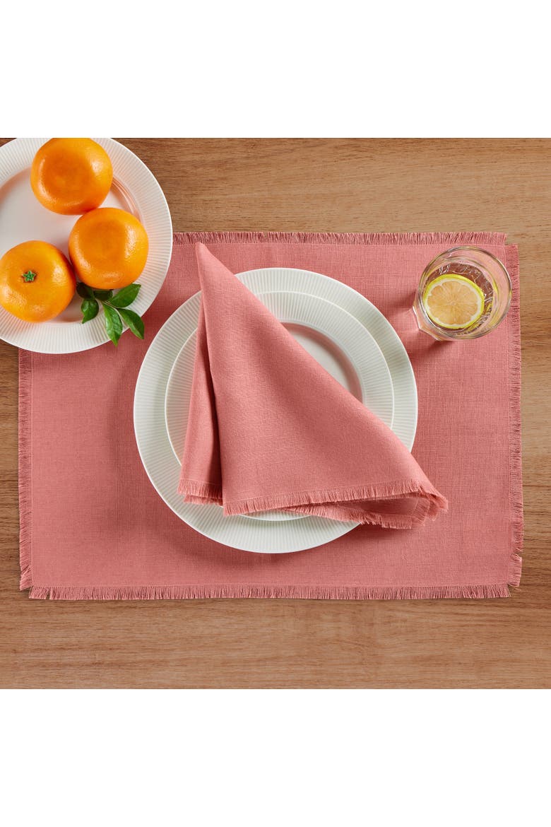 Linen Dinner Napkins Set of 4, 20 x 20" - Fringe, Alternate, color, Dusty Rose