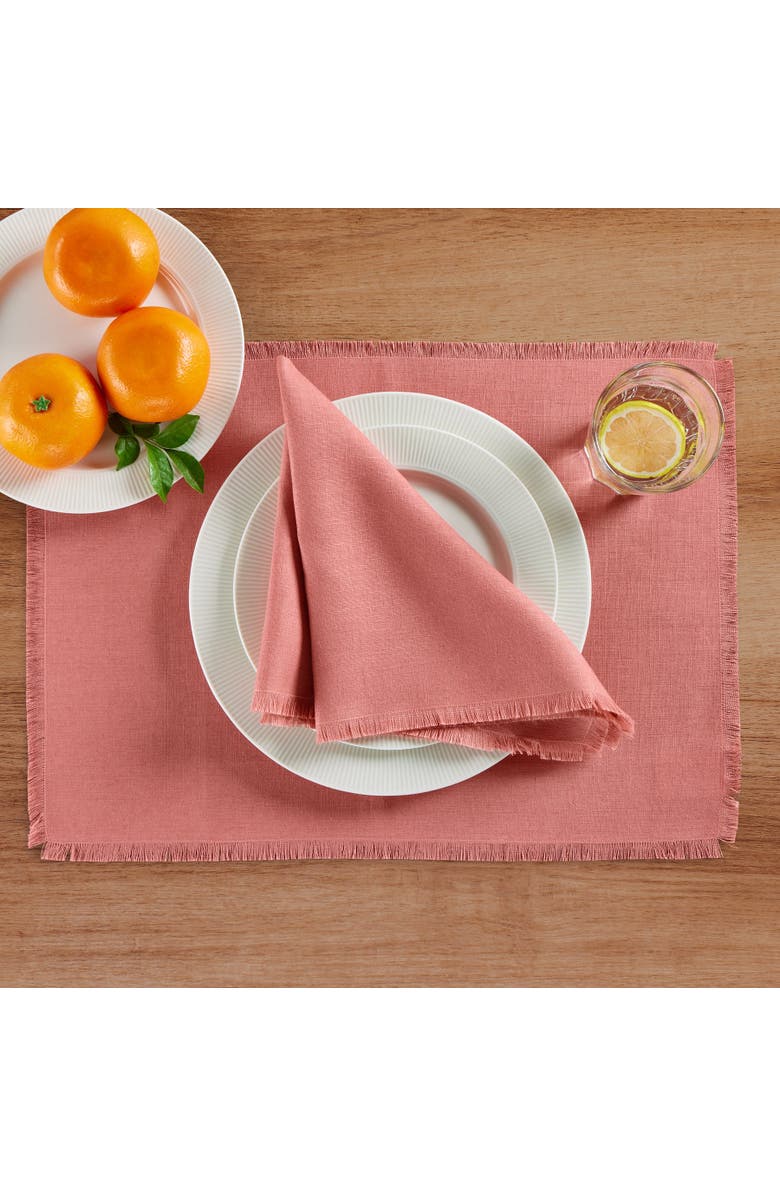 Solino Home Linen Dinner Napkins - Fringe, 20" x 20", Alternate, color, Dusty Rose