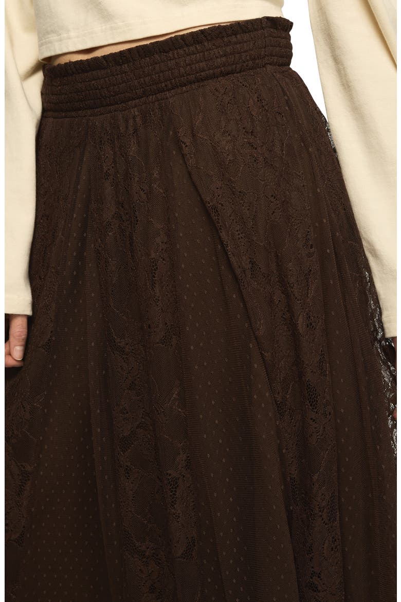 Allover Lace Midi Skirt, Alternate, color, CHOCOLATE BROWN