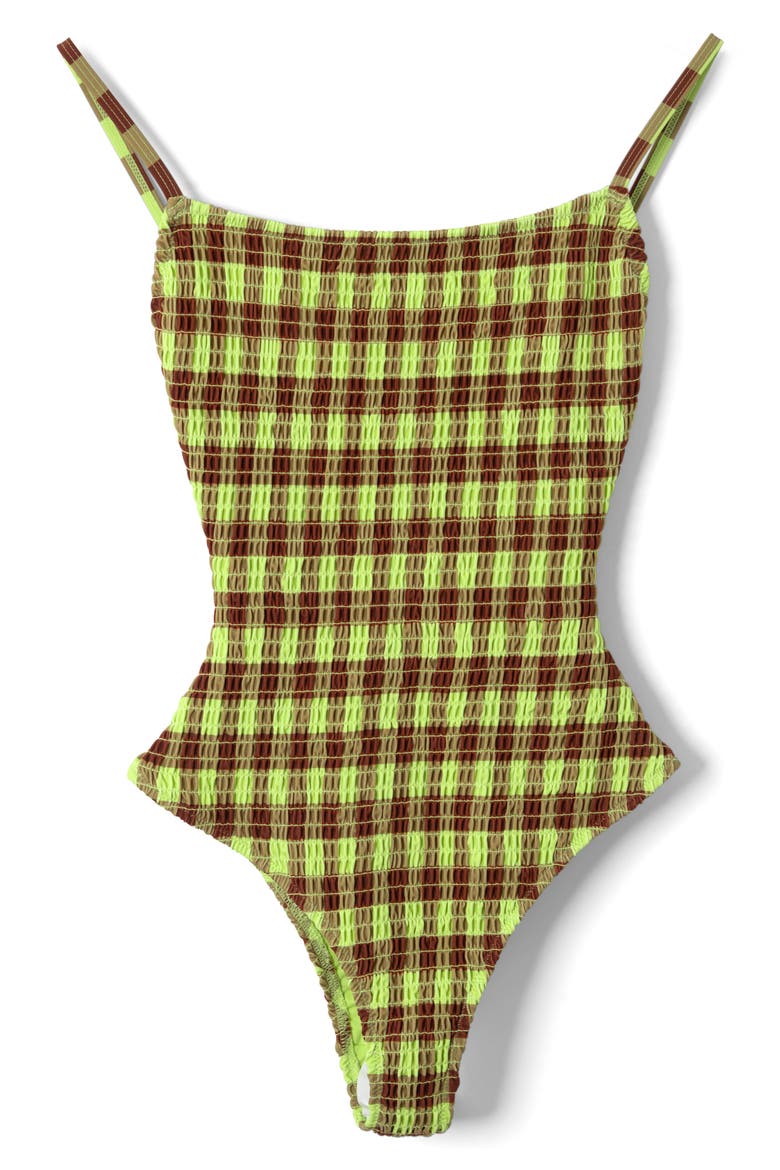 Lilbet Smocked One-Piece Swimsuit, Alternate, color, GREEN