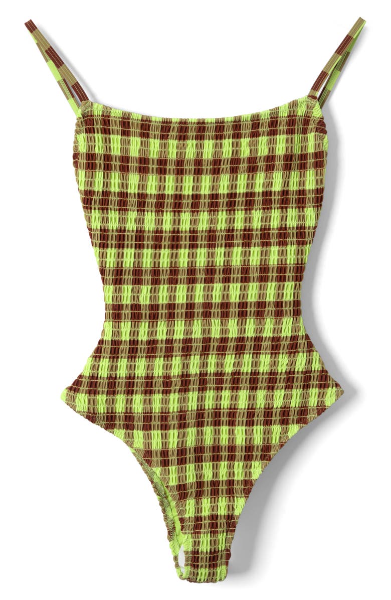 Damson Madder Lilbet Smocked One-Piece Swimsuit, Alternate, color, Green