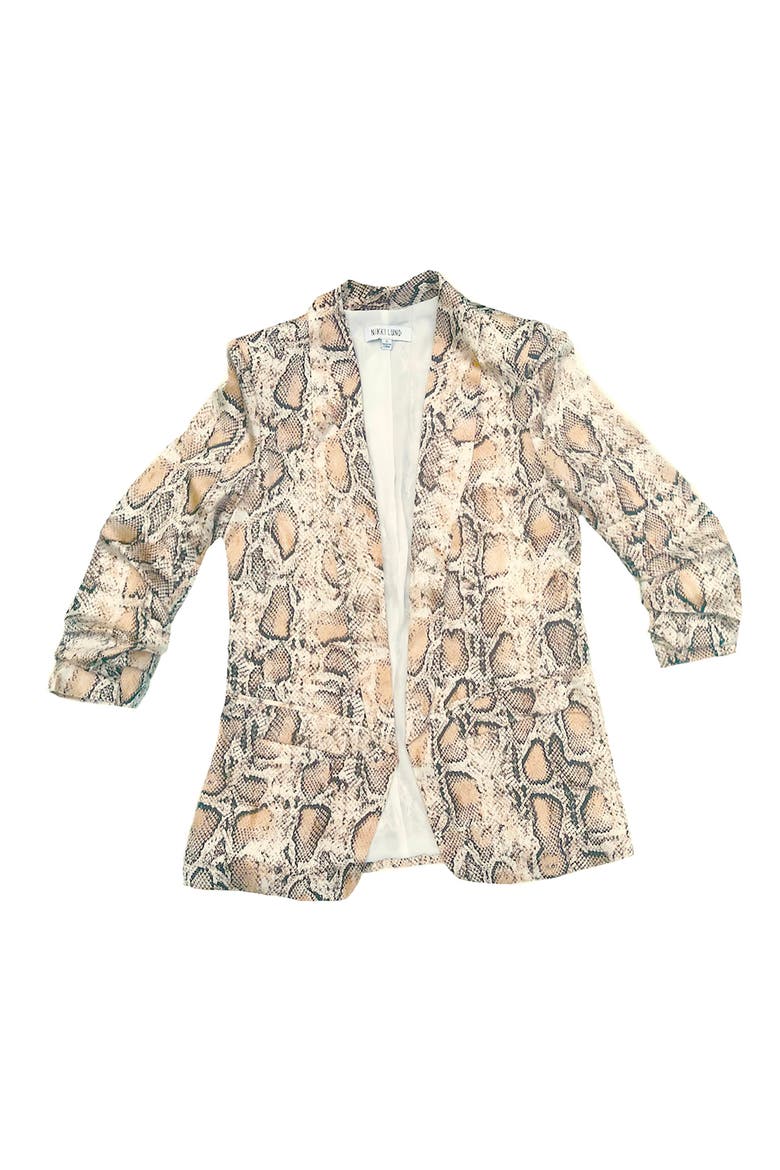 Nina Snake Print Blazer, Alternate, color, TAUPE