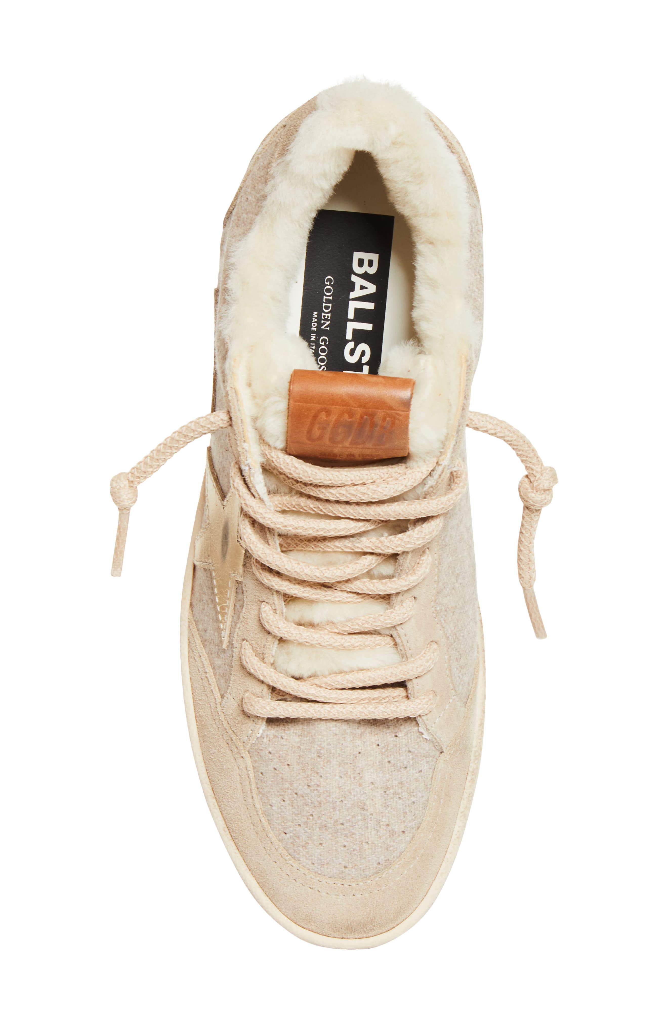 Golden Goose Ball Star Wool Wool & Faux Shearling Sneaker, Alternate, color, Beige