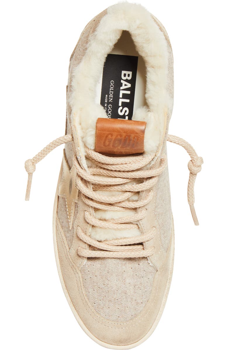 Golden Goose Ball Star Wool Wool & Faux Shearling Sneaker, Alternate, color, Beige