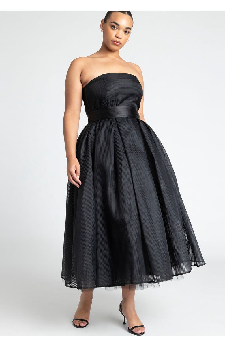ELOQUII Strapless Crinoline Dress, Alternate, color, Black Onyx