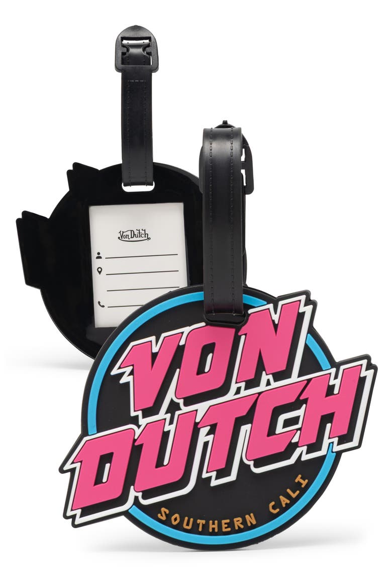 80s Neon 2-Piece Suitcase ID Tag Set with Adjustable Straps, Main, color, 80s Neon