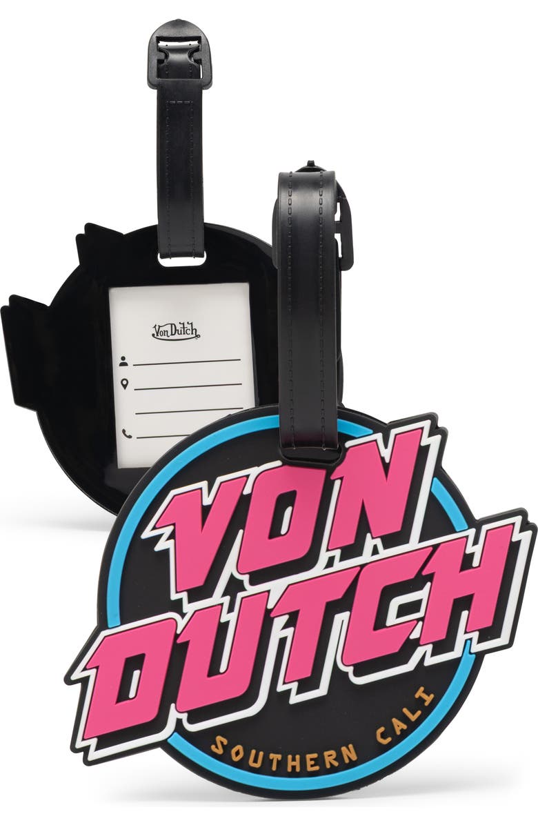 Von Dutch 80s Neon 2-Piece Suitcase ID Tag Set with Adjustable Straps, Main, color, 80S Neon
