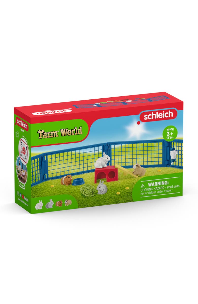 Schleich Farm World Rabbit and Guinea Pig Hutch 14 Piece Playset, Alternate, color, Multicolored
