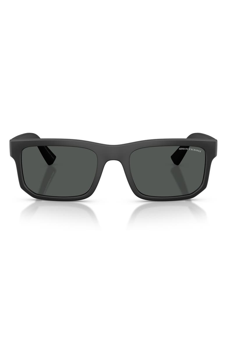 AX Armani Exchange 56mm Square Sunglasses, Main, color, Matte Black / Dark Grey