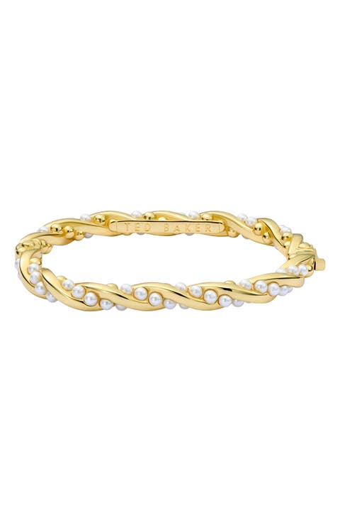 Tilaa Twisted Faux Pearl Cuff Bracelet