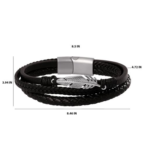 Lucky Brand Triple Row Black Leather Bracelet With Silver Accents In Brown