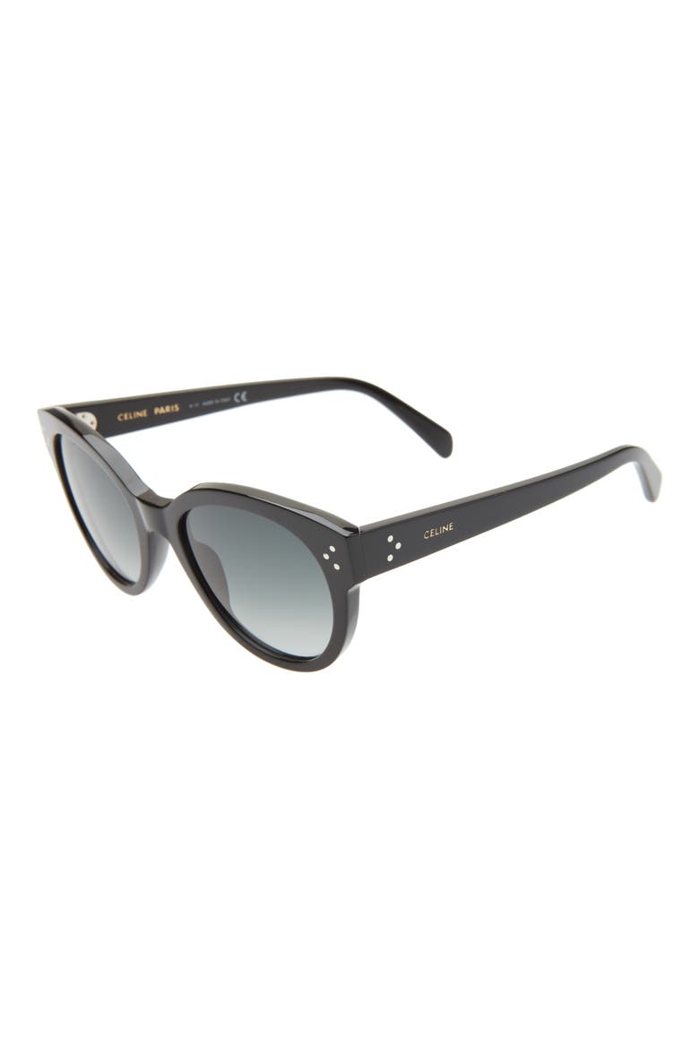 54mm Gradient Round Sunglasses, Alternate, color, SHINY BLACK/ SMOKE