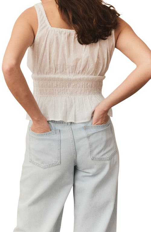 Next Sleevless Smocked Pin Dot Camisole In White