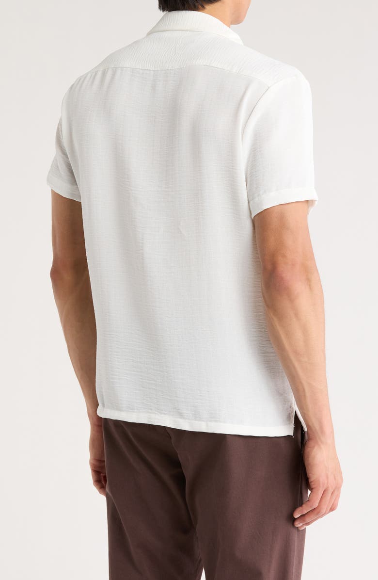 DENIM AND FLOWER White Textured Woven Camp Shirt, Alternate, color,