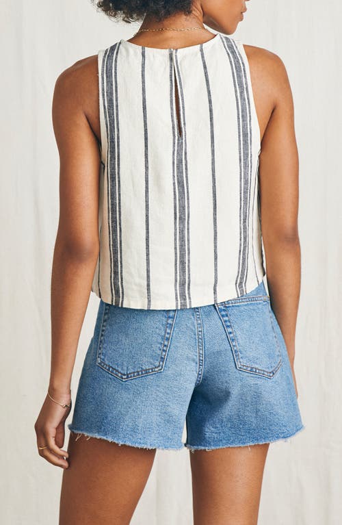 Faherty Shoreline Stripe Linen Tank In Brown