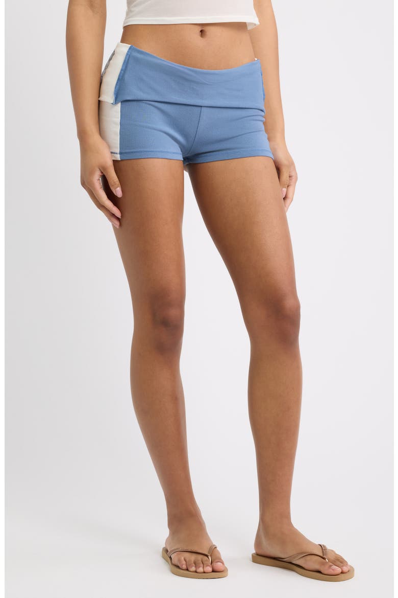 Foldover Stretch Cotton Mini Shorts, Main, color, MULTI