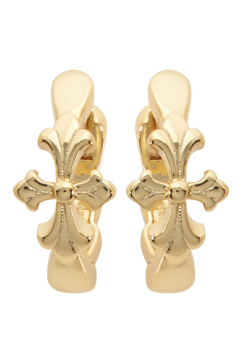 Cross Huggie Hoop Earrings, Main, color, GOLD